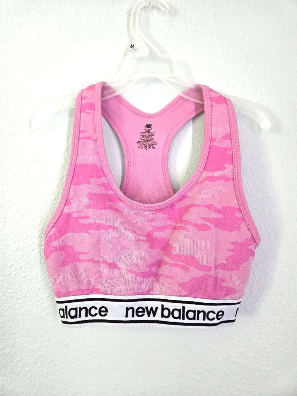 New Balance Sports Bra Pink Camo Racerback Size Women's Medium